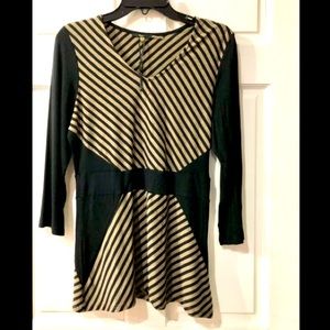 MILANO vintage women’s petite striped geometric blouse size PM EPLC
